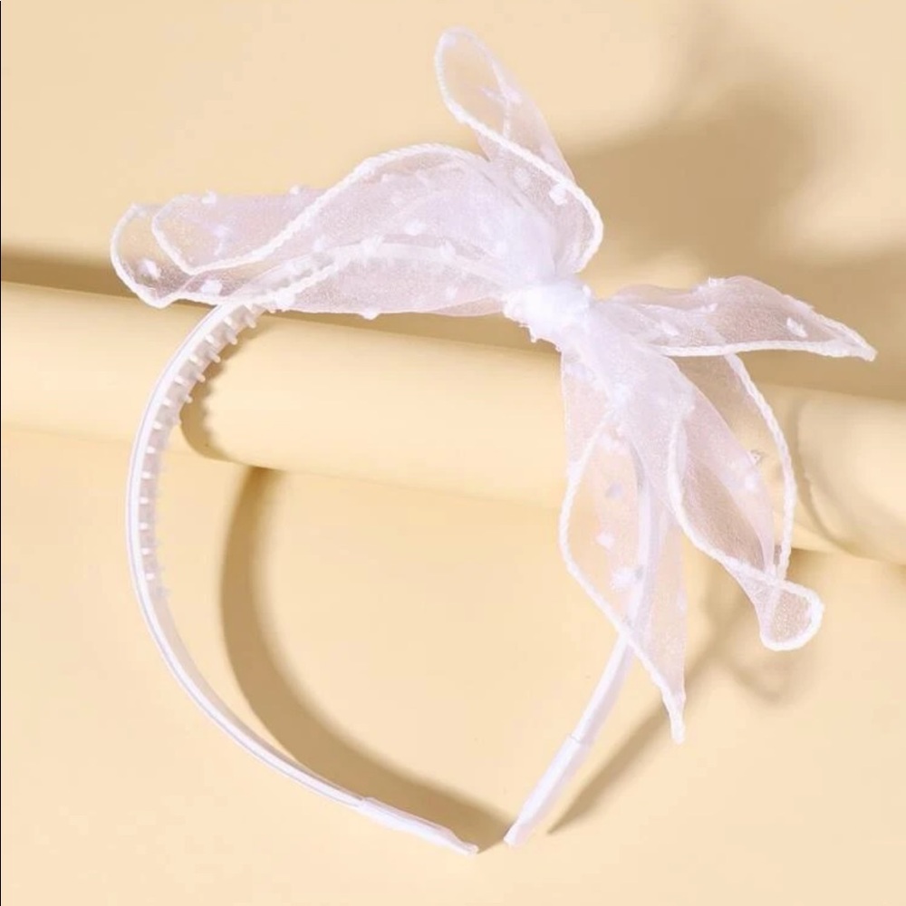 White Layered Lace Headband Bow